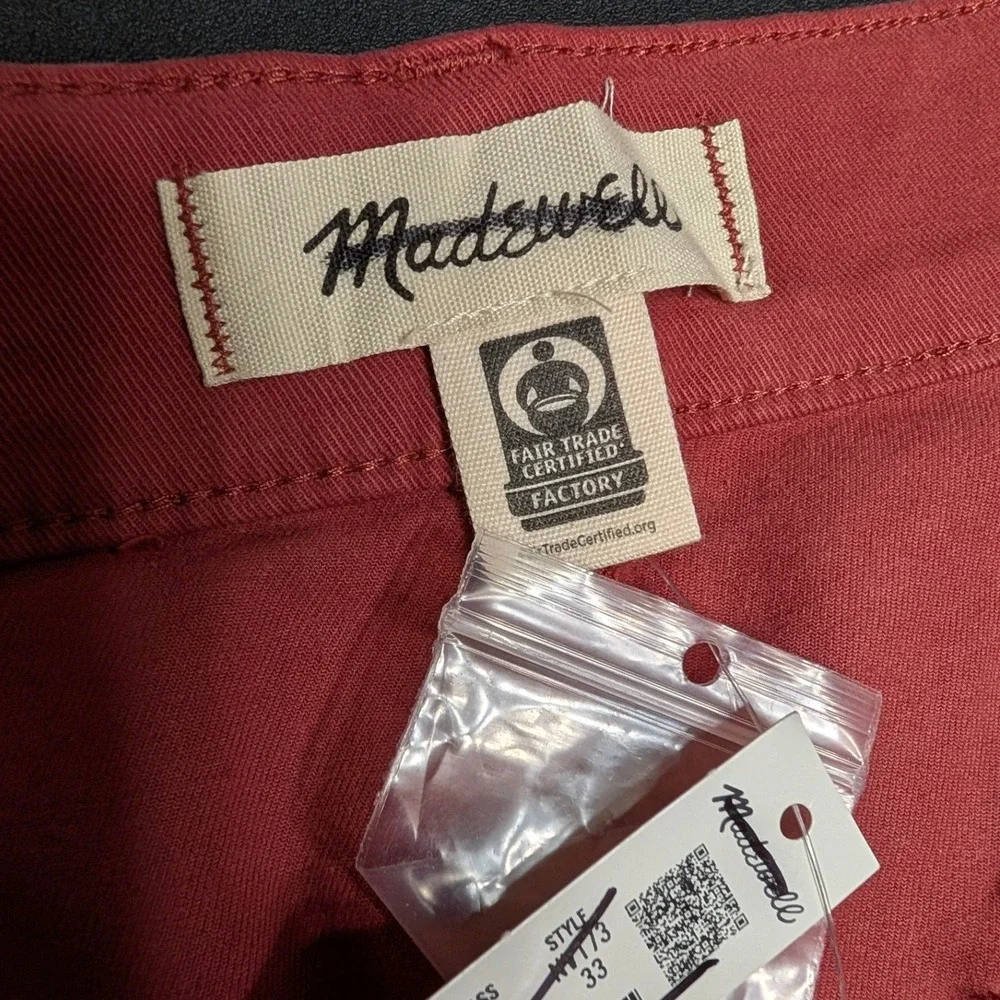 Madewell Emmett Wide-Leg Patch Pocket Pants Antique Rose Red Size 33‎ NEW